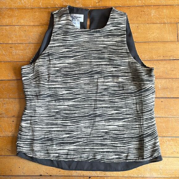 Rena Rowan Silk Striped Sleeveless Blouse Petite 4P Women’s 4 - Picture 1 of 4